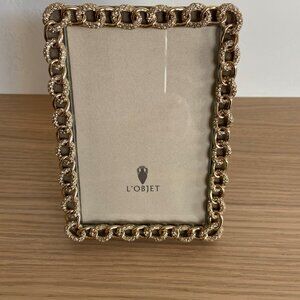 L'Objet Gold Pave Ring Picture Frame With Swarovski Crystals